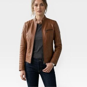 Bernardo Leather Moto Jacket in Brown Women’s Size XS